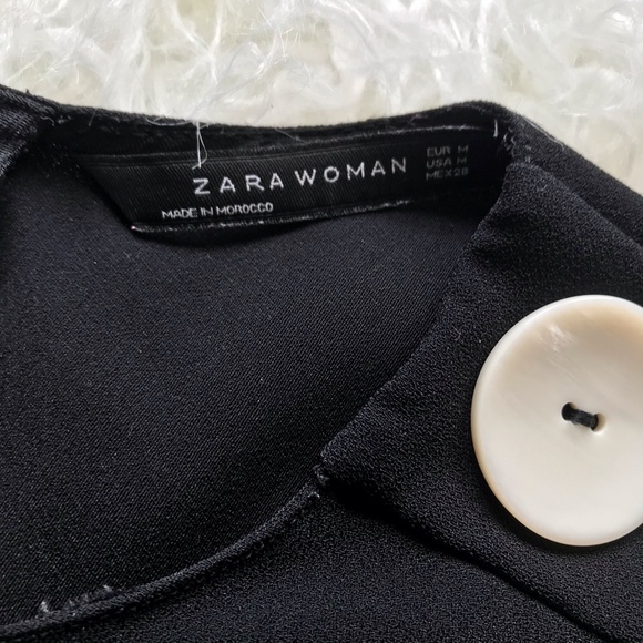 ZARA WOMAN BLACK PEPLUM SLEEVE TOP - Picture 5 of 8